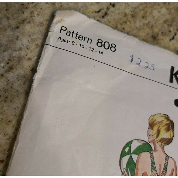 Kwik Sew Pattern 808 Girl's One Piece Racing Swimsuit Size  8 10 12 14 - Picture 2 of 5
